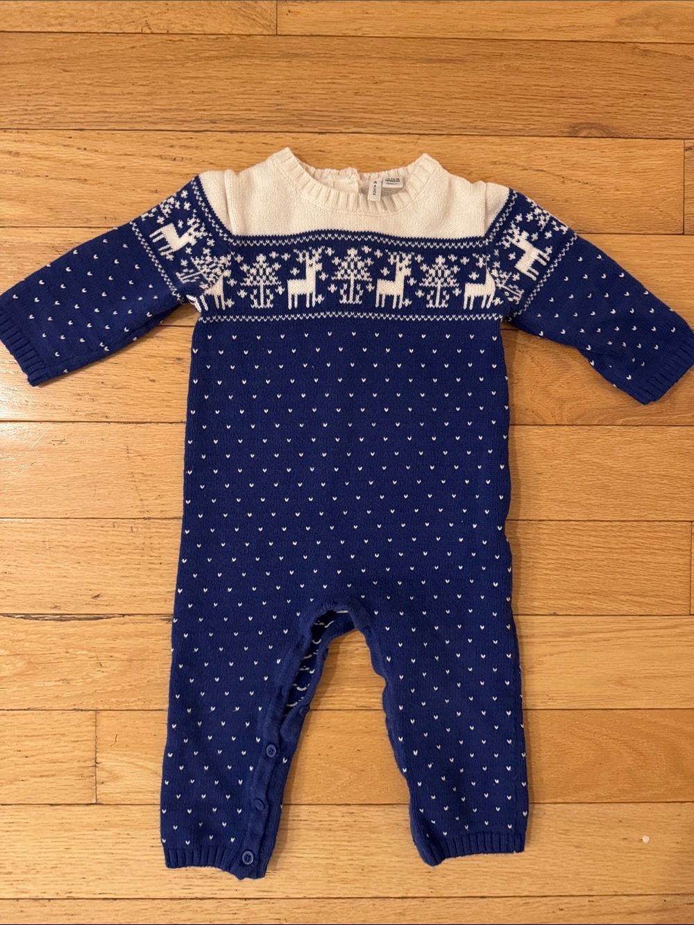 Janie & Jack classic Navy & White Knit One-Piece Romper - Cozy Holiday Style
